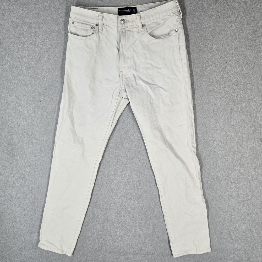 Abercrombie & Fitch Men Jeans 32W X 30L White Denim 90's Slim A&F Vintage